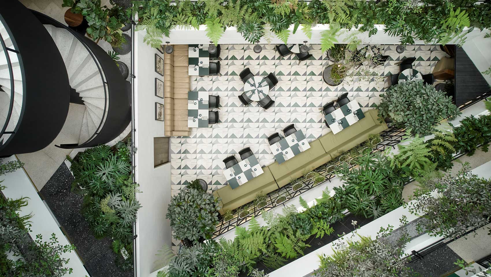 Lobby Dining Area at Kimpton Virgilio