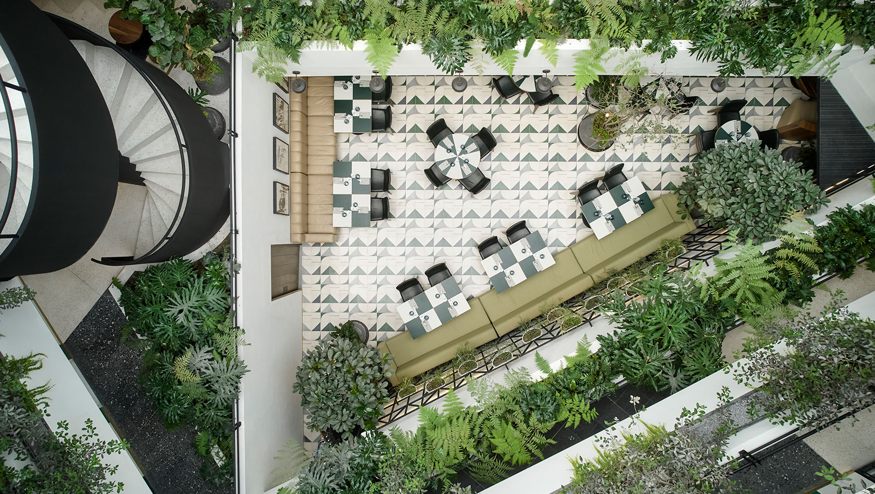 overhead view of lobby